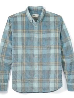 Wellen Men's Organic Cotton Corduroy Button Down Long Sleeve Shirt Sz M Blue